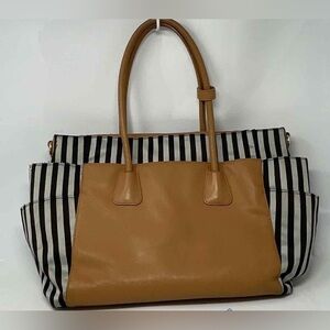 Striped Henri Bendel Tan and Black Women's Diaper Bag/Satchel Handbag